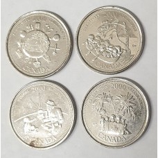 CANADA 2000 . QUARTERS . YEAR TO DATE . VARIETY OF 4 COINS 